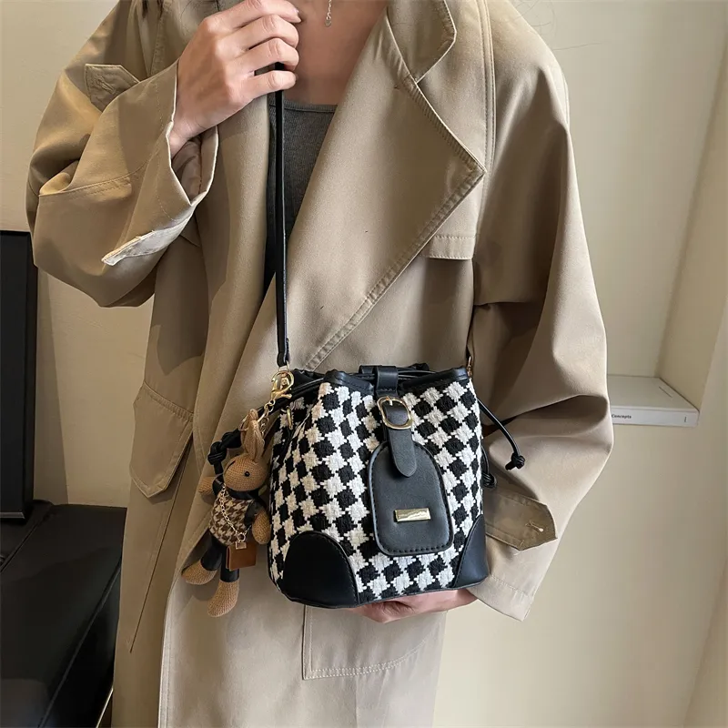 Yalu Plaid Fabric Shoulder Bag, Crossbody Bag Regular Women's Multicolor-3
