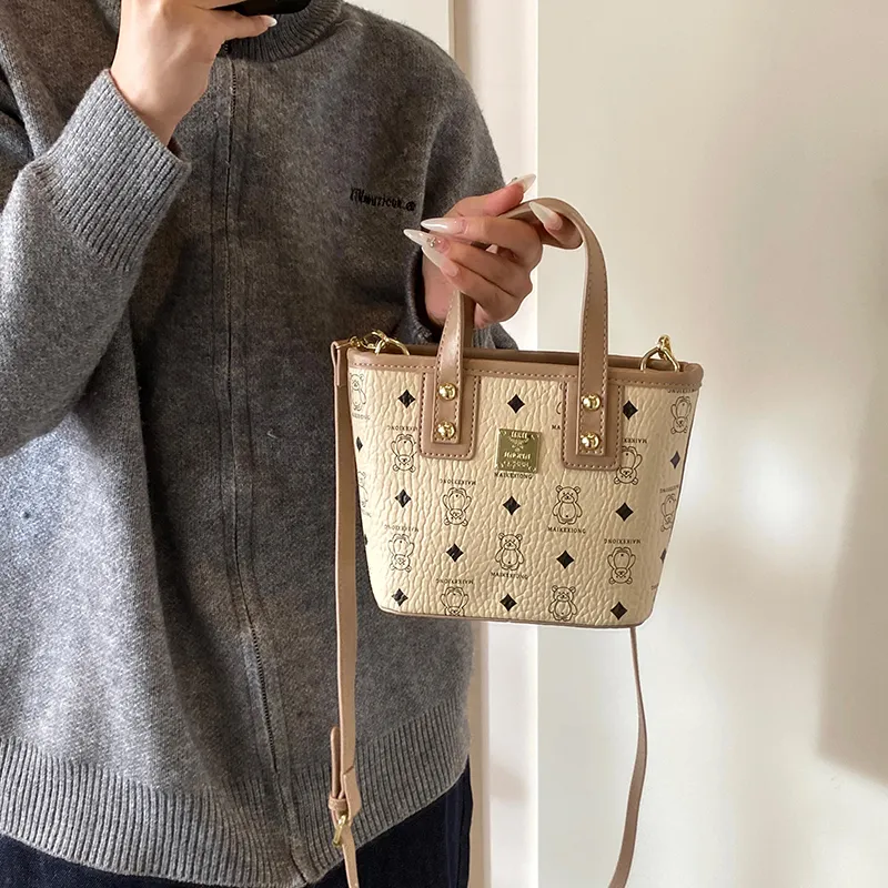 Yalu PU Basket Bag, One Shoulder Handbag Women's Black/Yellow/Beige/Pink-16
