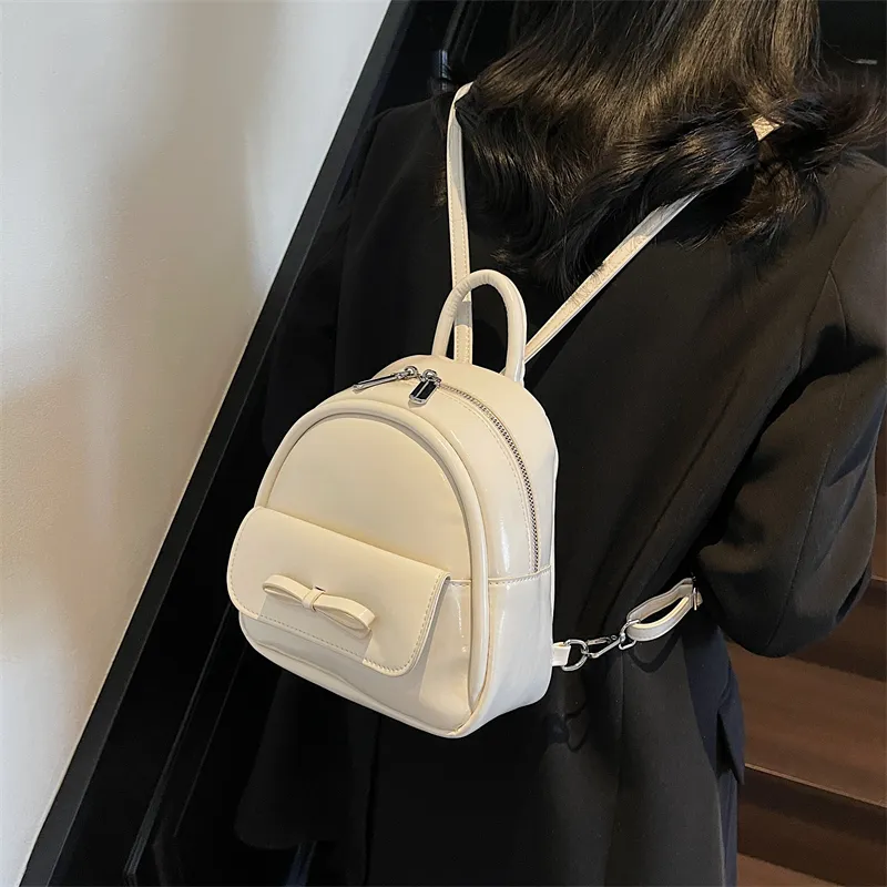 Yalu PU Backpack Women's Ecru/Silver/Black/Light Green/Pink-3