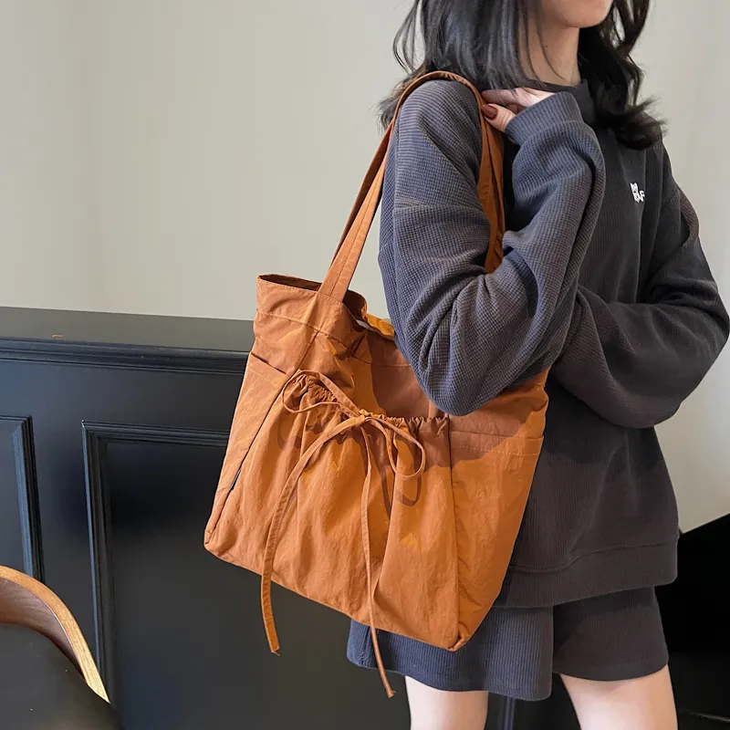 Yalu Nylon Underarm Shoulder Bag Unisex Ecru/Black/Pink/Green/Brown-33