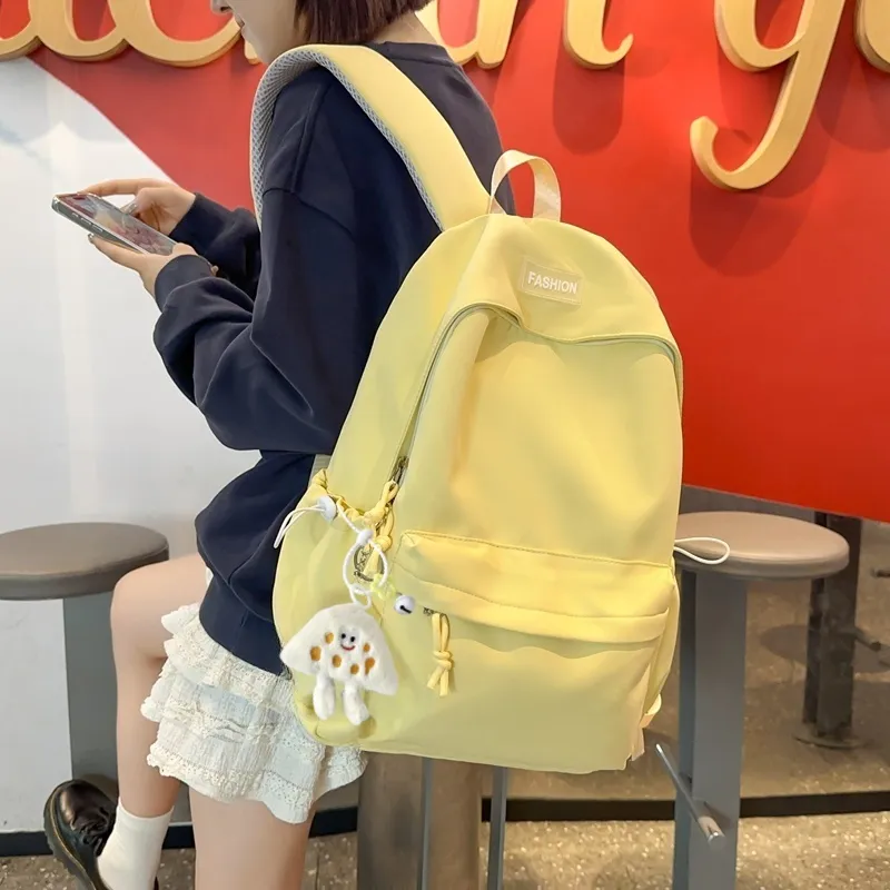 Yalu Nylon Backpack Unisex Mint Green/Black/Pink/Lemon/Lake Blue-15