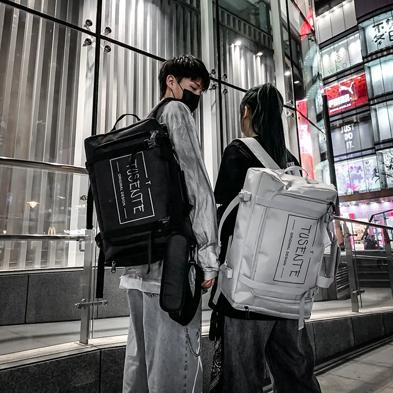 Yalu Nylon Backpack Regular Unisex Light Gray/Dark Gray/Black/Red-8