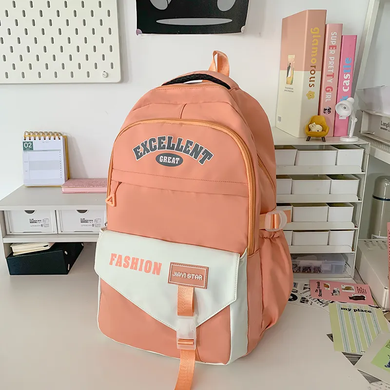Yalu Nylon Backpack Unisex Black/Orange Red/Coffee/Green/Blue/Pink-4