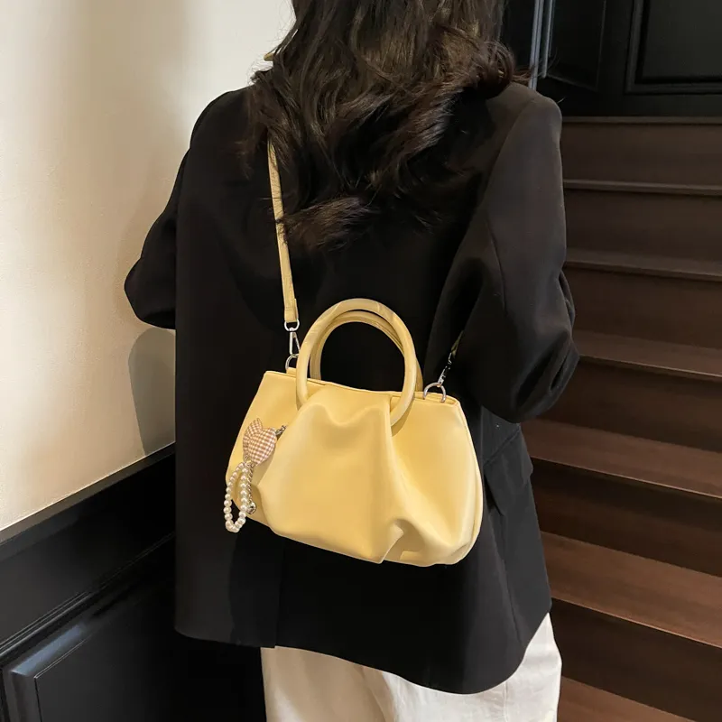 Yalu PU One Shoulder Handbag Women's Ecru/Black/Yellow/Pink-14