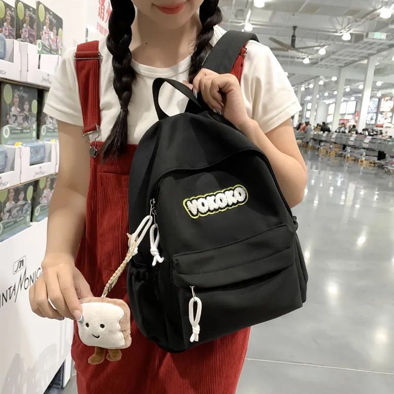 Yalu Nylon Backpack Unisex Ecru/Black/Orange Red/Burgundy/Light Blue-13