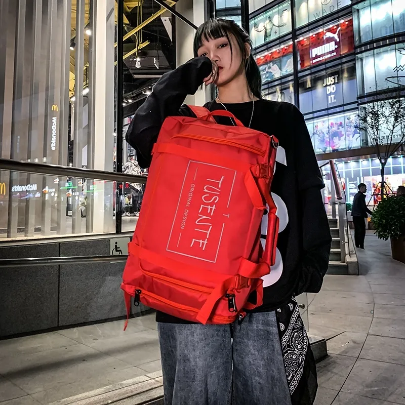 Yalu Nylon Backpack Regular Unisex Light Gray/Dark Gray/Black/Red-22