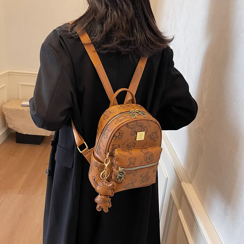 Yalu PU Backpack Women's White/Black/Pink/Brown-25
