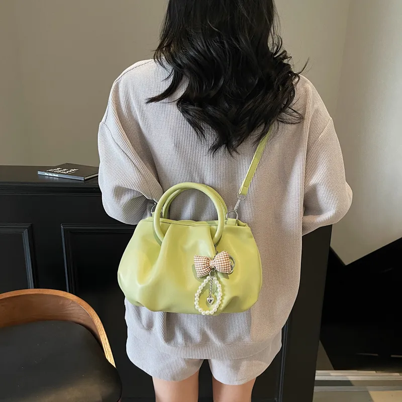 Yalu PU One Shoulder Handbag Women's Ecru/Black/Yellow/Pink-22