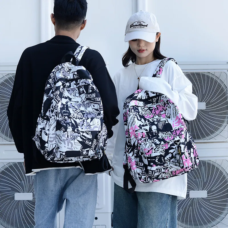 Yalu Nylon Backpack Unisex Pink/Gray/Green/Blue/Navy Blue-2