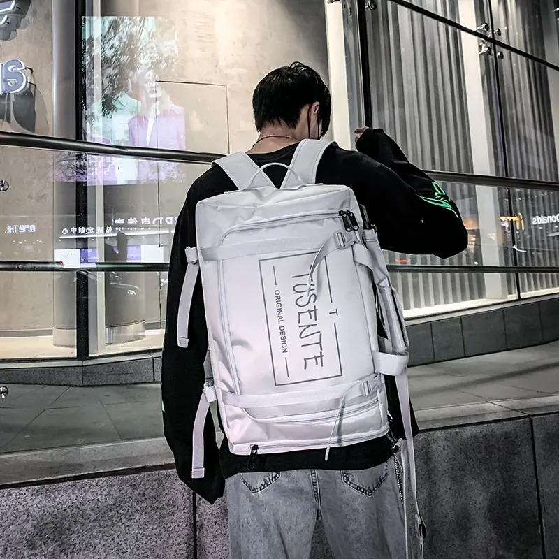Yalu Nylon Backpack Regular Unisex Light Gray/Dark Gray/Black/Red-6