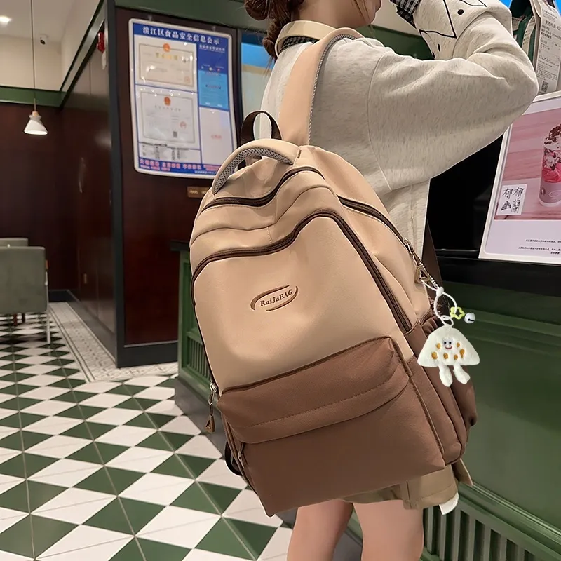 Yalu Nylon Backpack Unisex White/Light Yellow/Orange/Khaki/Pink-10