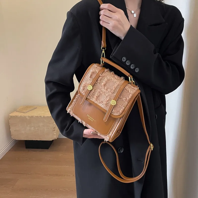 Yalu PU Backpack, Shoulder Bag, Crossbody Bag Regular Women's Light Brown/Black/Black White Plaid-3
