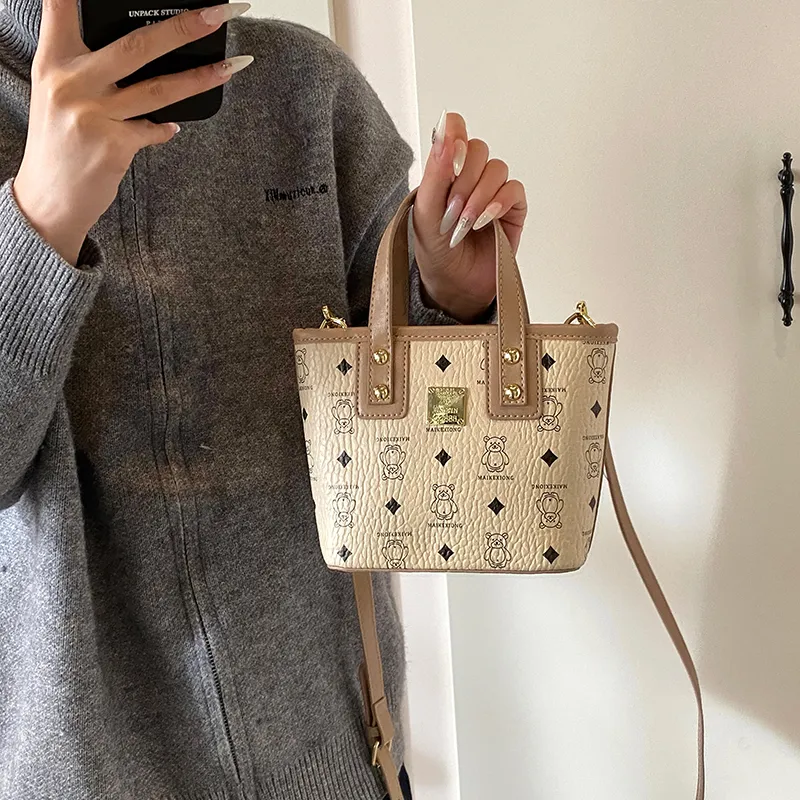Yalu PU Basket Bag, One Shoulder Handbag Women's Black/Yellow/Beige/Pink-15