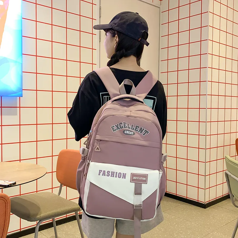 Yalu Nylon Backpack Unisex Black/Orange Red/Coffee/Green/Blue/Pink-24