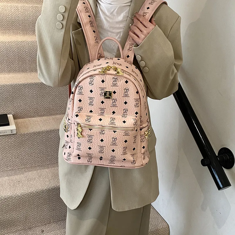 Yalu PU Backpack Regular Women's Black/Beige/Pink/Brown-4