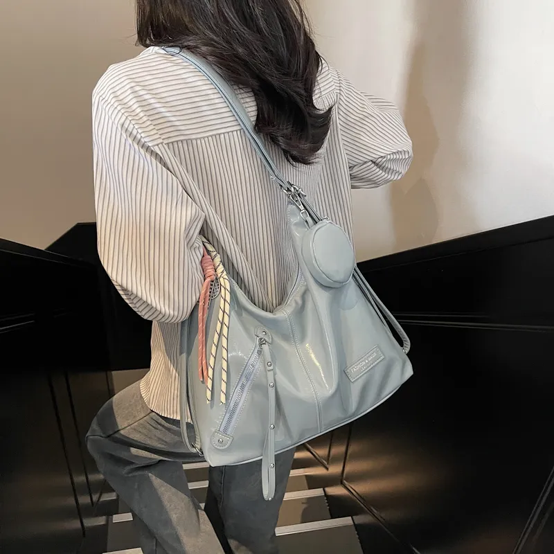 Yalu PU Backpack Women's Ecru/Black/Blue/Pink-19