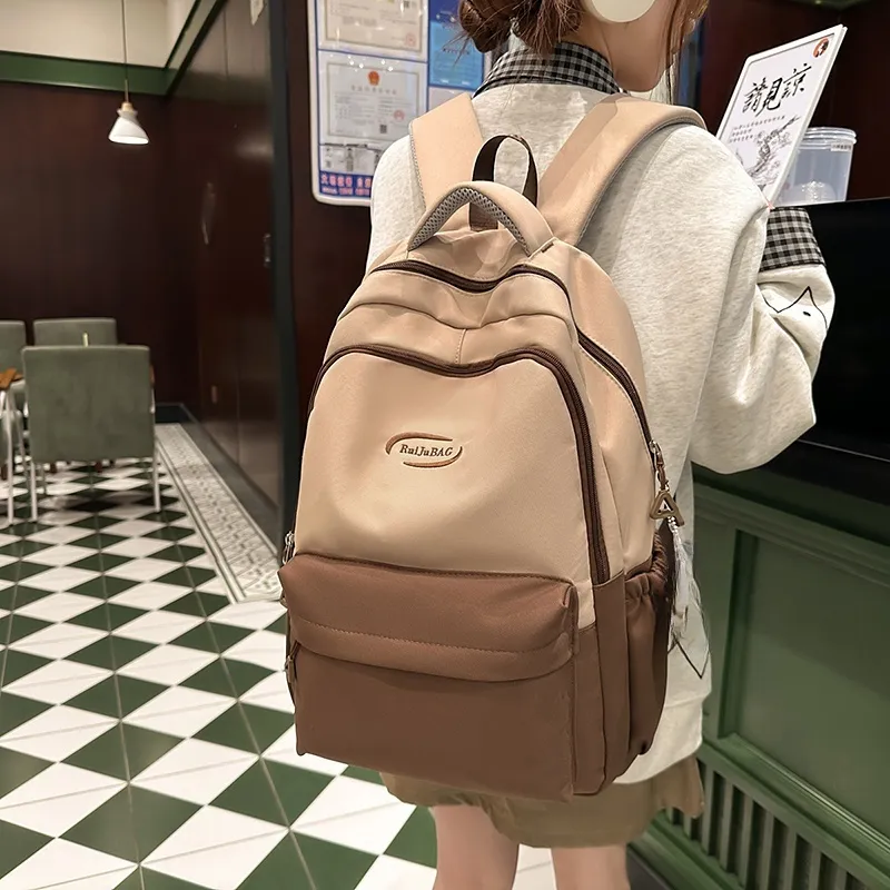 Yalu Nylon Backpack Unisex White/Light Yellow/Orange/Khaki/Pink-12