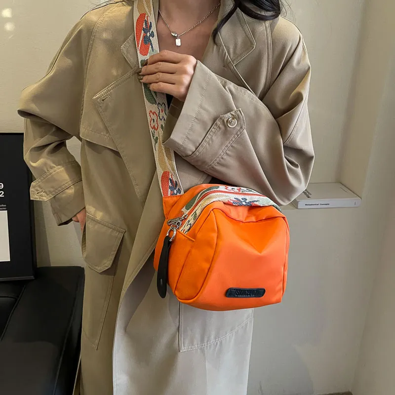 Yalu Nylon Shoulder Bag, Crossbody Bag Unisex Orange/Black/Ecru-1