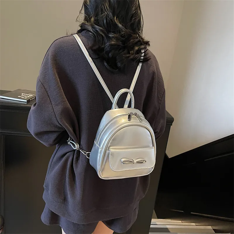 Yalu PU Backpack Women's Ecru/Silver/Black/Light Green/Pink-9