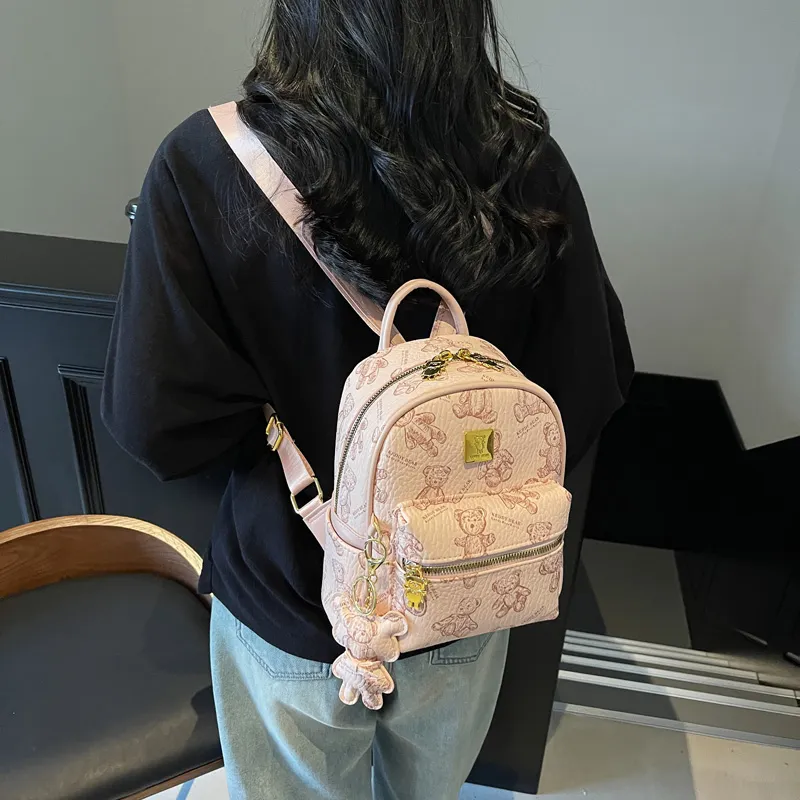 Yalu PU Backpack Women's White/Black/Pink/Brown-17