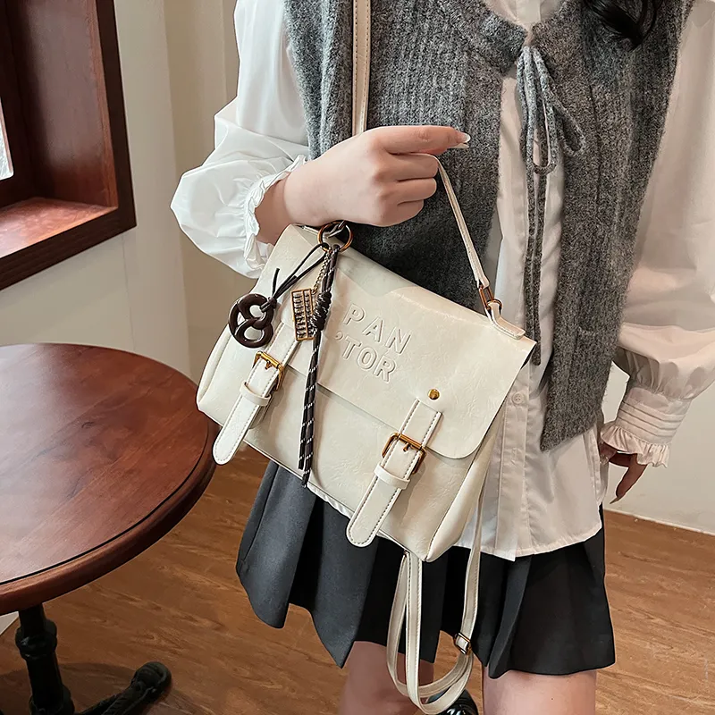 Yalu PU Backpack Regular Women's White/Black/Coffee/Brown-1
