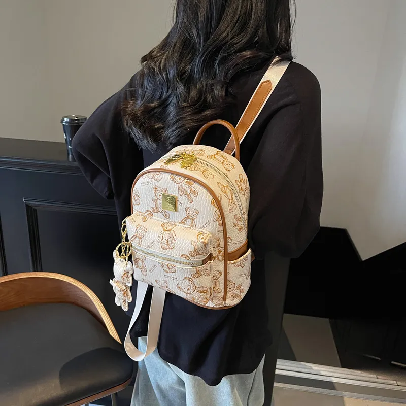 Yalu PU Backpack Women's White/Black/Pink/Brown-3