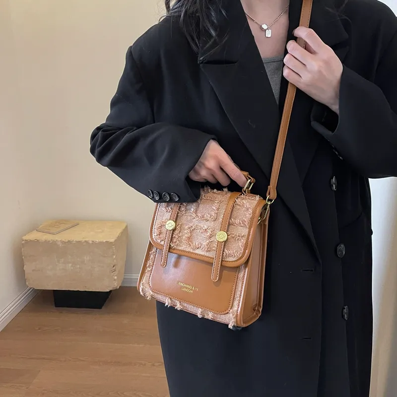 Yalu PU Backpack, Shoulder Bag, Crossbody Bag Regular Women's Light Brown/Black/Black White Plaid-4