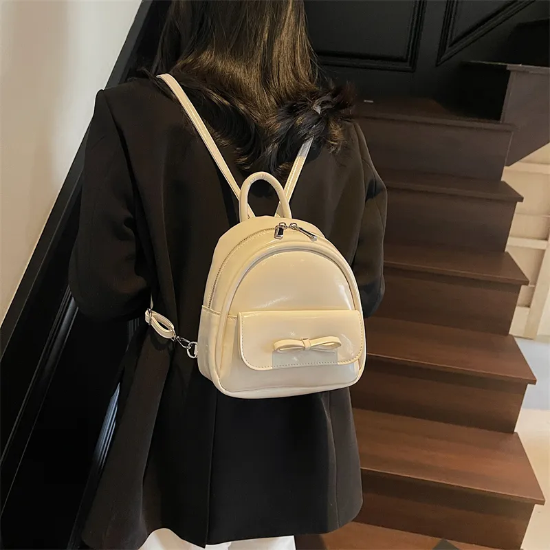 Yalu PU Backpack Women's Ecru/Silver/Black/Light Green/Pink-5
