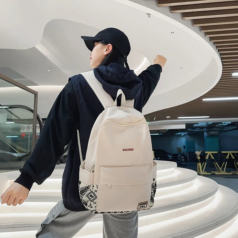 Yalu Nylon Backpack Unisex White/Gray/Black/Pink/Coffee/Green-2