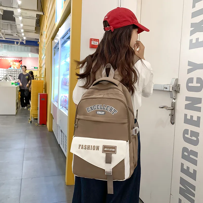Yalu Nylon Backpack Unisex Black/Orange Red/Coffee/Green/Blue/Pink-7