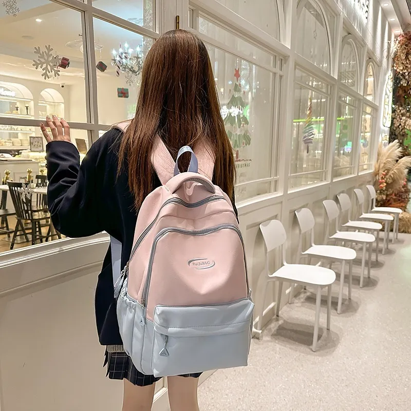 Yalu Nylon Backpack Unisex White/Light Yellow/Orange/Khaki/Pink-18
