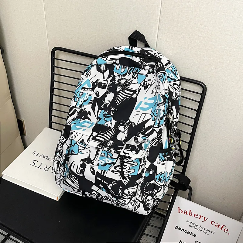 Yalu Nylon Backpack Unisex Pink/Gray/Green/Blue/Navy Blue-8