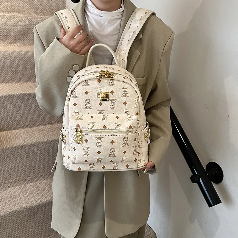 Yalu PU Backpack Regular Women's Black/Beige/Pink/Brown-13