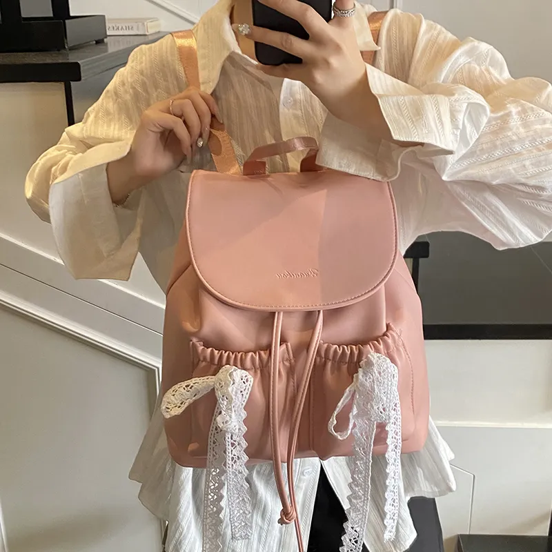 Yalu PU Backpack Women's Ecru/Pink/Black-9