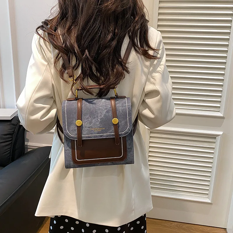 Yalu PU Backpack Unisex Ecru/Black/Coffee/Denim Blue/Dark Tea-5