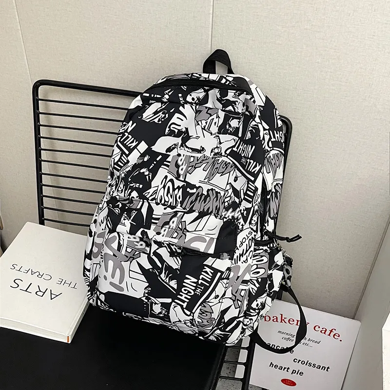 Yalu Nylon Backpack Unisex Pink/Gray/Green/Blue/Navy Blue-5