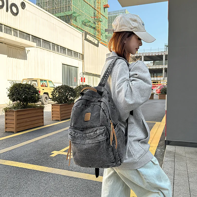 Yalu Nylon Backpack Unisex Blue/Black/Light Blue-13