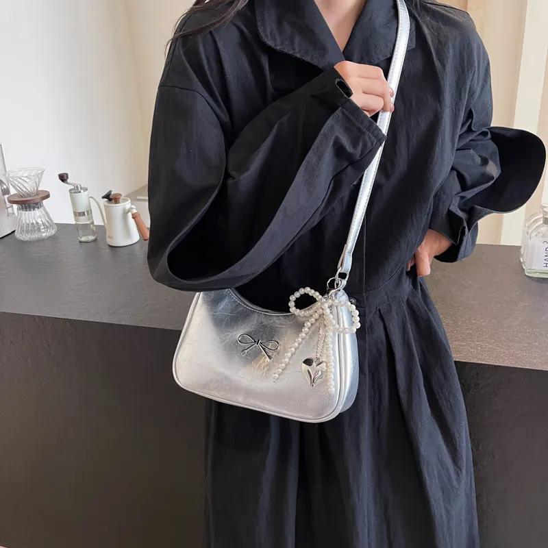 Yalu PU Shoulder Bag, Crossbody Bag Women's Ecru/Silver/Black/Red/Brown-9