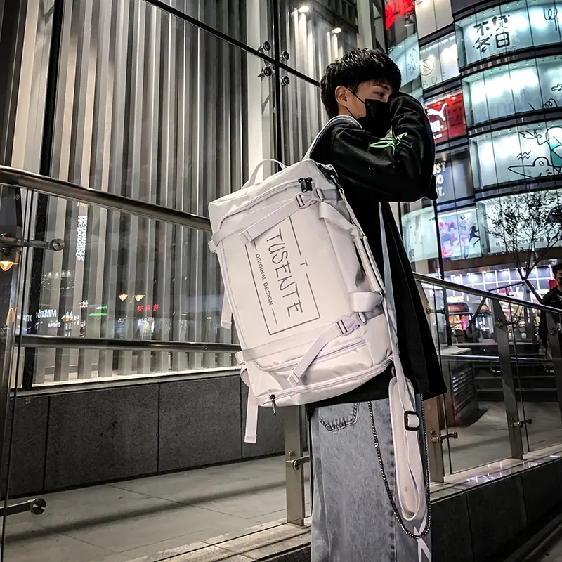 Yalu Nylon Backpack Regular Unisex Light Gray/Dark Gray/Black/Red-2