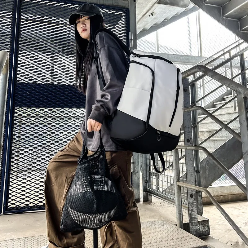 Yalu Nylon Backpack Unisex White/Dark Gray/Black-3