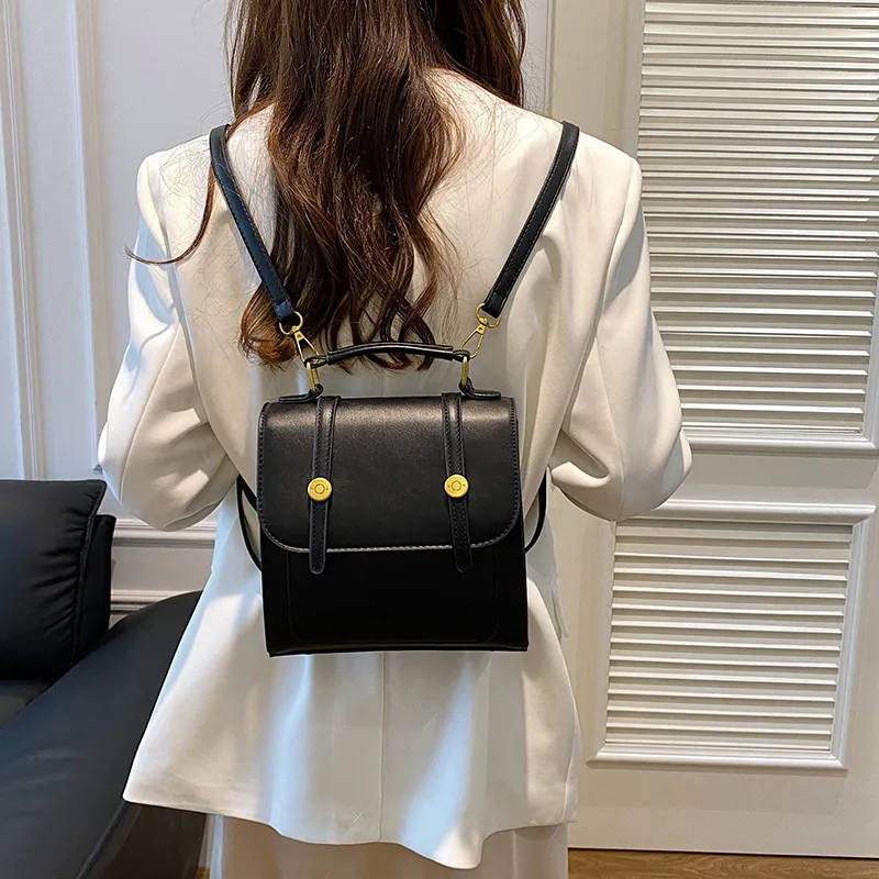 Yalu PU Crossbody Handheld Backpack, One Shoulder Backpack Women's Ecru/Silver/Black/Coffee/Pink-11
