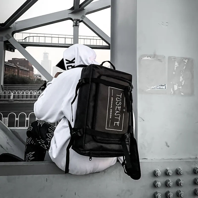 Yalu Nylon Backpack Regular Unisex Light Gray/Dark Gray/Black/Red-20