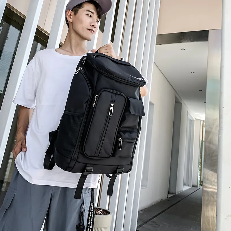 Yalu Nylon Backpack Regular Unisex Light Gray/Dark Gray/Black/Red-15