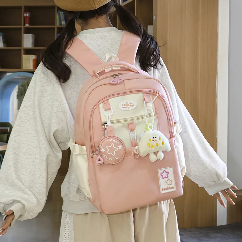 Yalu Nylon Backpack Regular Unisex Black/Pink/Purple/Light Yellow/Peacock Blue/Brown-9