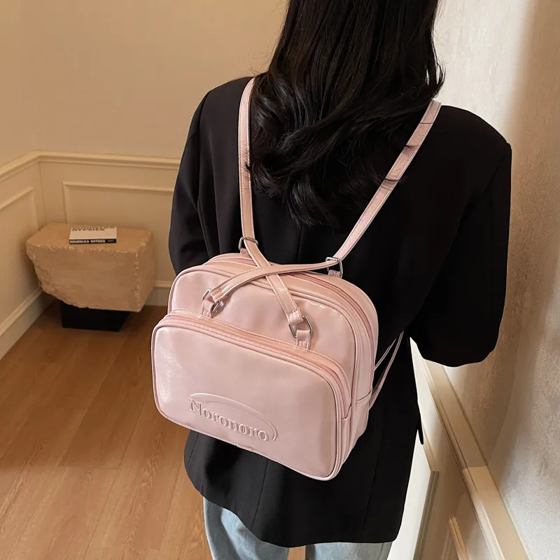 Yalu PU Backpack Shoulder Bag Regular Women's White/Black/Blue/Pink-27