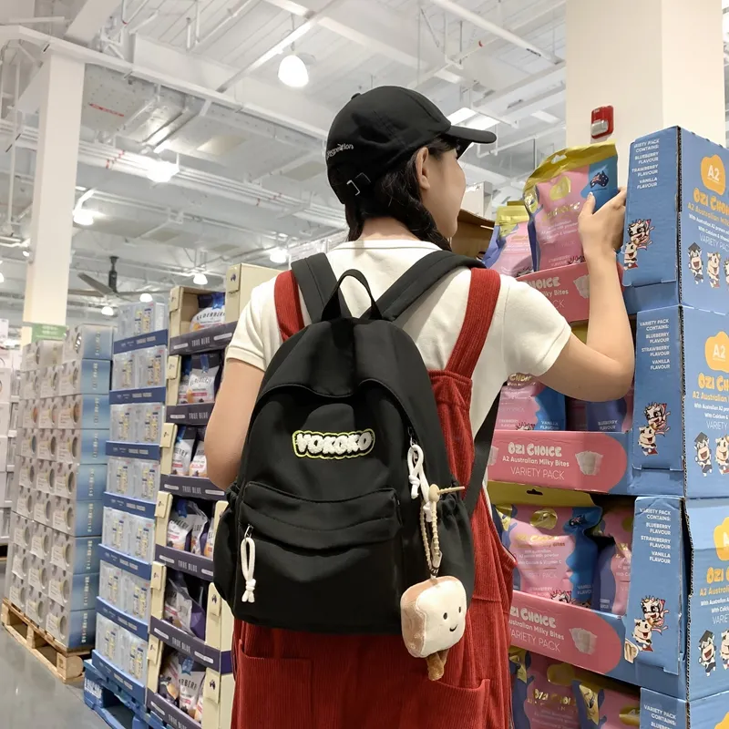 Yalu Nylon Backpack Unisex Ecru/Black/Orange Red/Burgundy/Light Blue-9