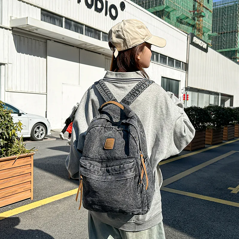Yalu Nylon Backpack Unisex Blue/Black/Light Blue-12