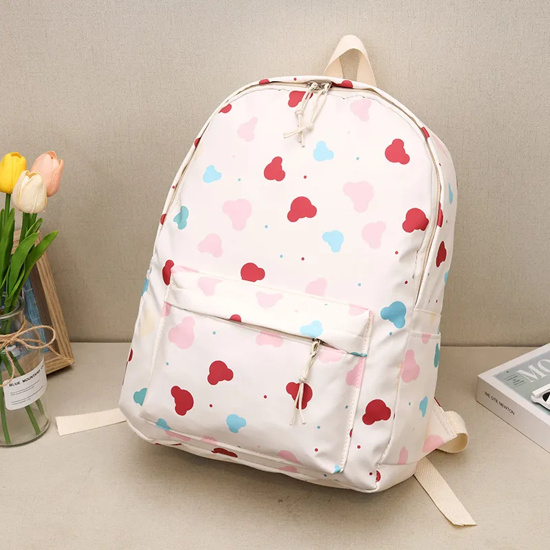 Yalu Nylon Backpack Regular Unisex White Kitten/White Heart-4