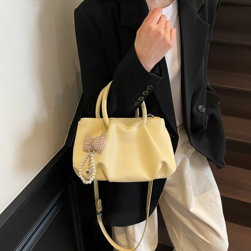 Yalu PU One Shoulder Handbag Women's Ecru/Black/Yellow/Pink-18