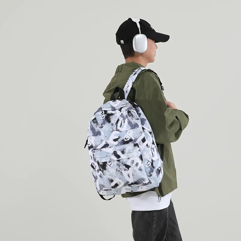 Yalu Nylon Backpack Regular Women's Blue White Purple/Blue Black/Black White/Black Blue Gray-11